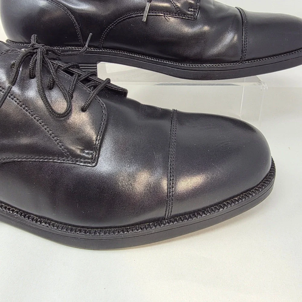Hush Puppies Oxford Mens 13 M 15175 Black Leather Cap Toe Dress Shoes Excellent